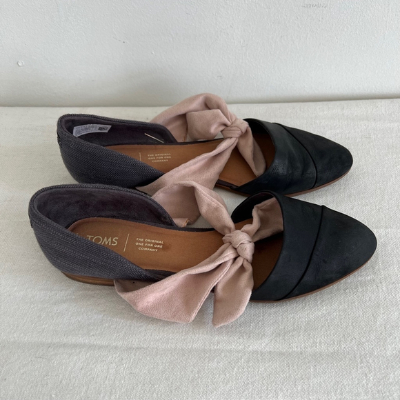 TOMS BALLET Flats, Size 9.5, Black and Pink - Picture 3 of 6